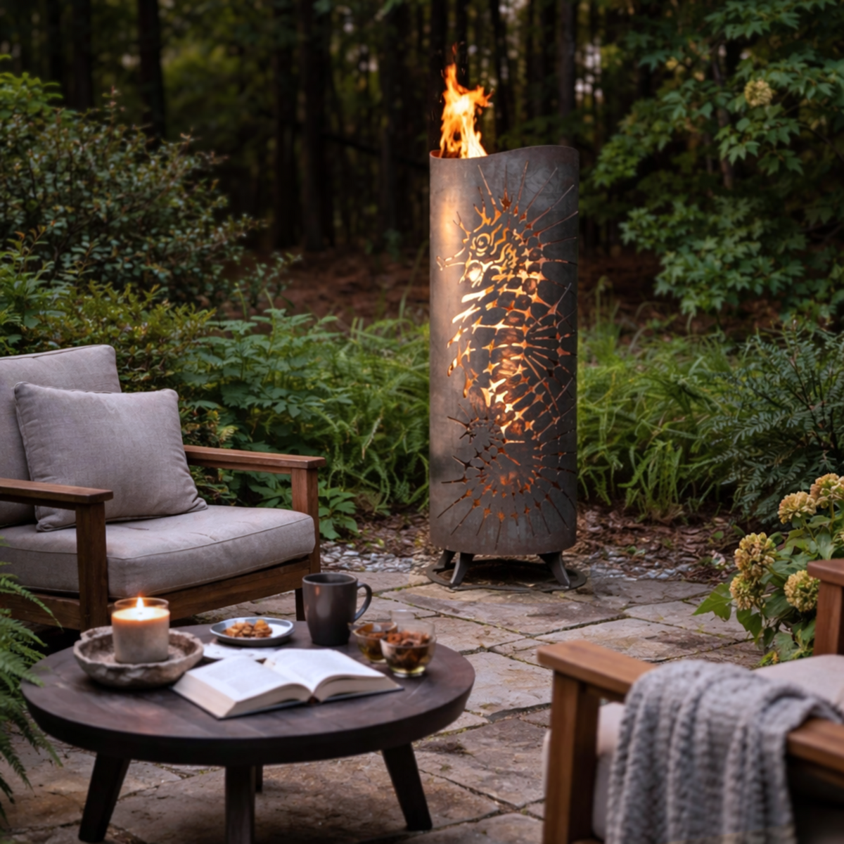 The Fire Column - Custom Metal Outdoor Fireplace - Cricket Forge