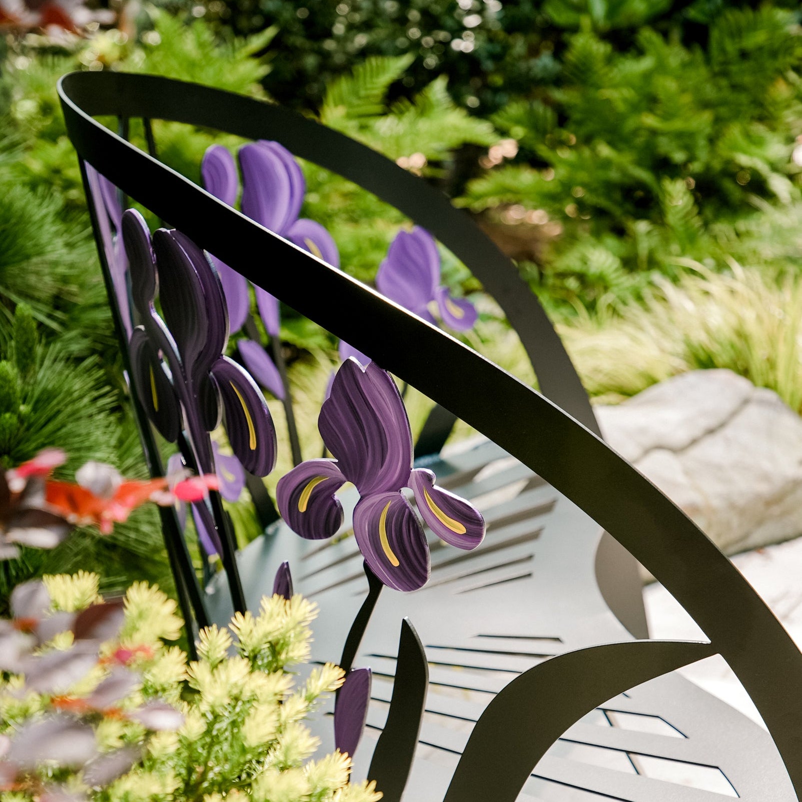 Metal Garden Bench - Iris Bench - Cricket Forge