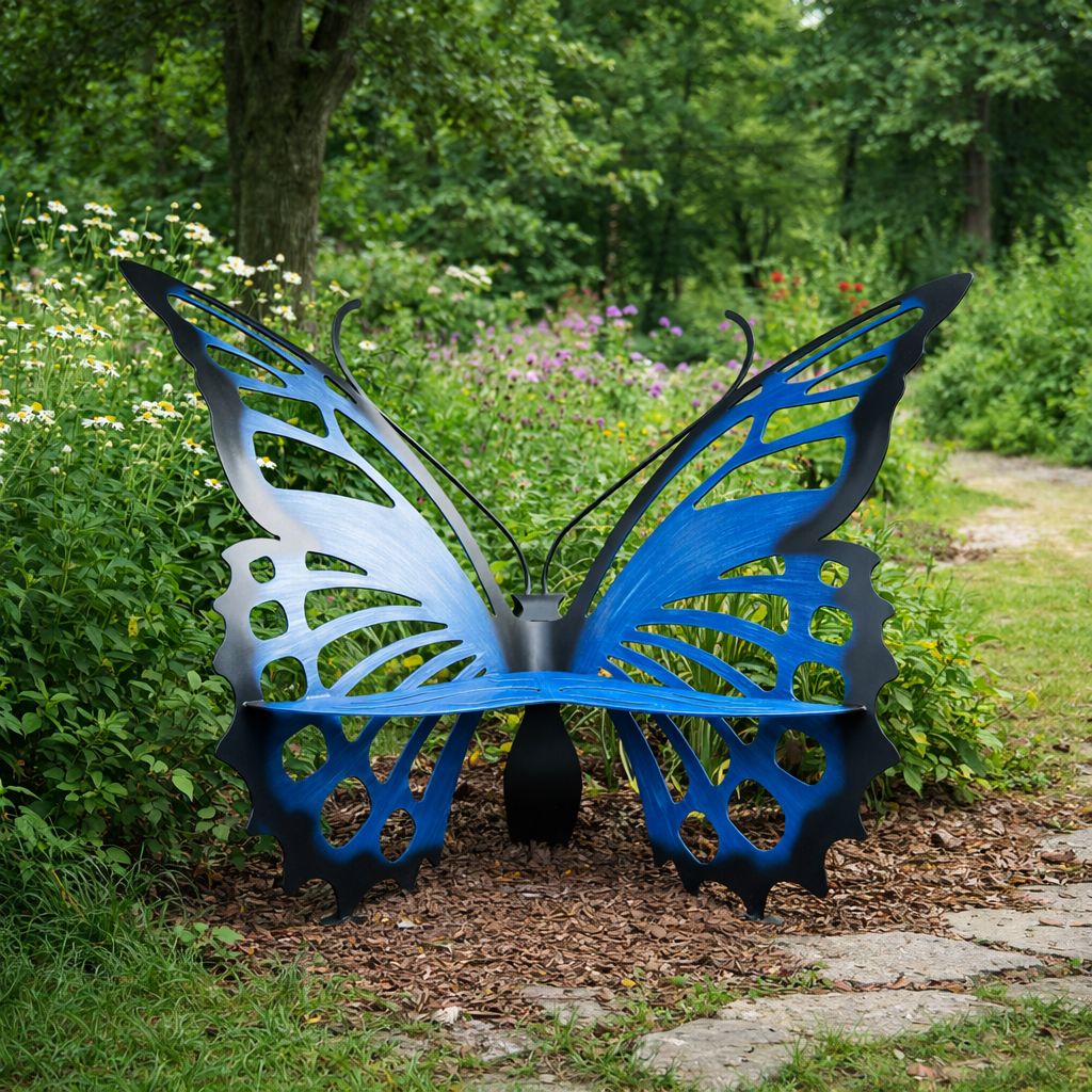Butterfly Bench - Metal Garden Benches - Cricket Forge