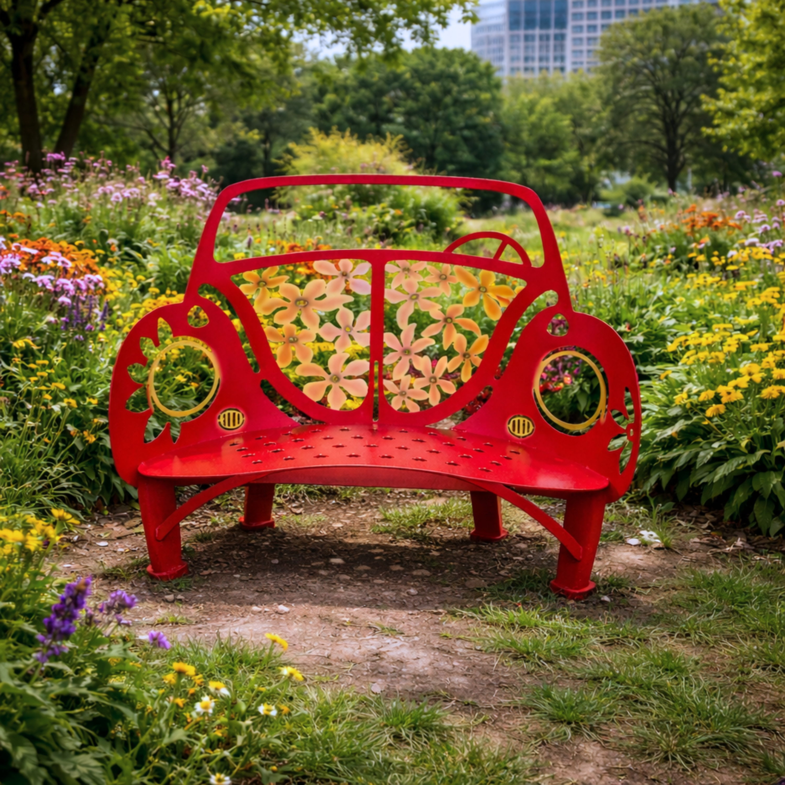 Metal Garden Bench - Beetle Bench - Cricket Forge