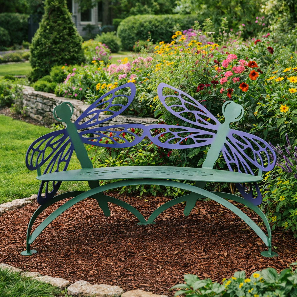【ニクソン坊や様】RooSingle Dragonfly Pythonセット Dragonfly Bench - Outdoor Metal Garden Bench - Cricket Forge