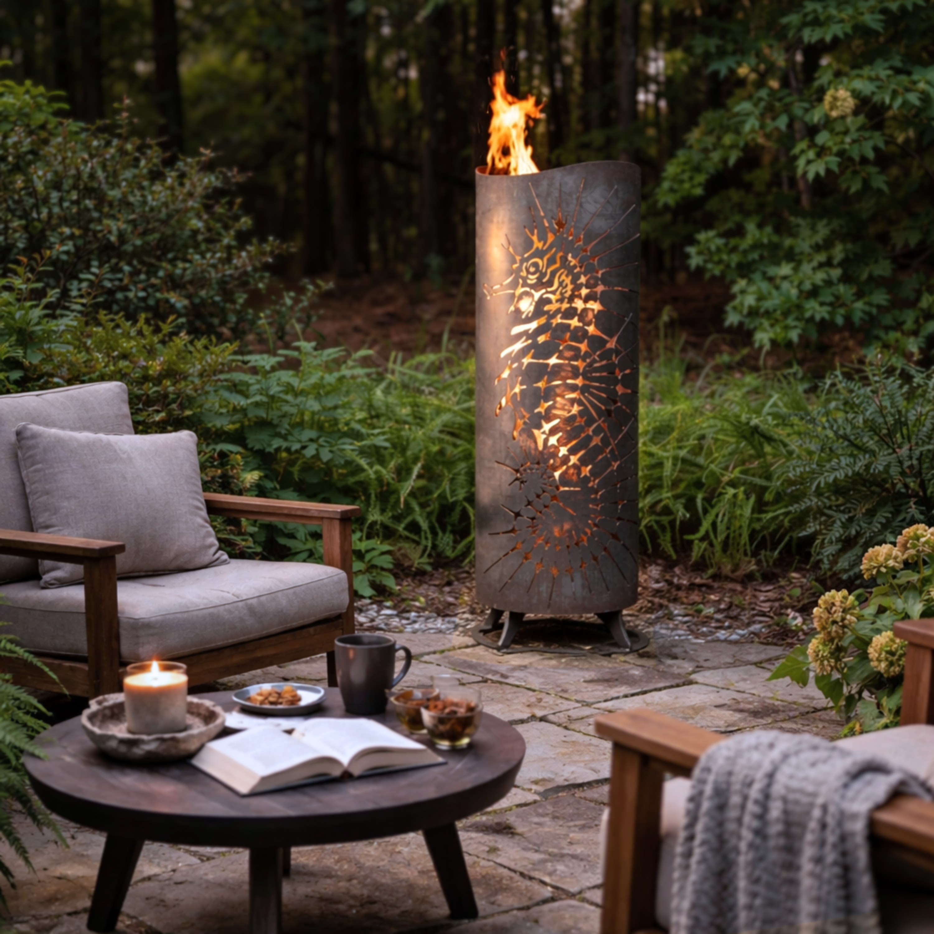 The Fire Column - Custom Metal Outdoor Fireplace - Cricket Forge