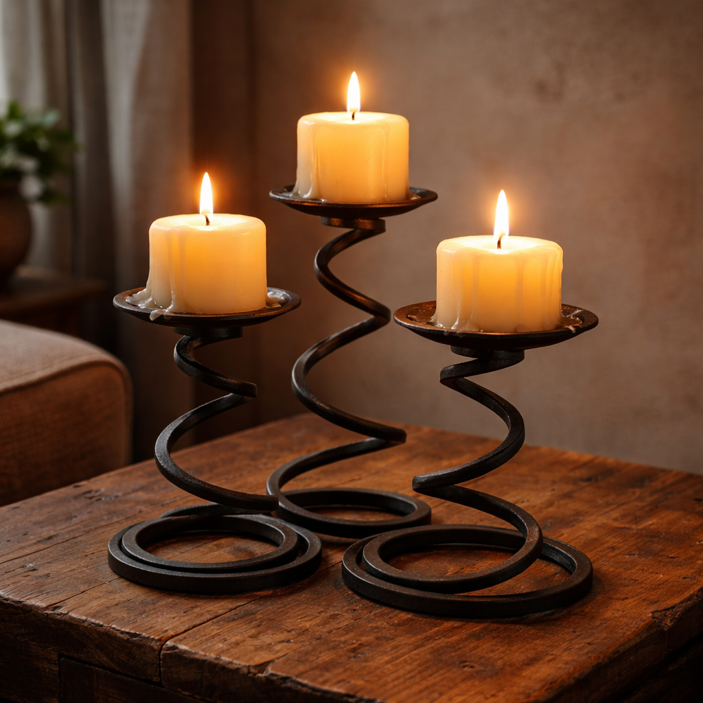 Spiral Candle Holder - Metal Candlesticks - Cricket Forge