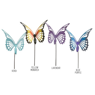 set of four multicolor metal butterfly garden stakes