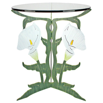 white and green lily metal garden patio table