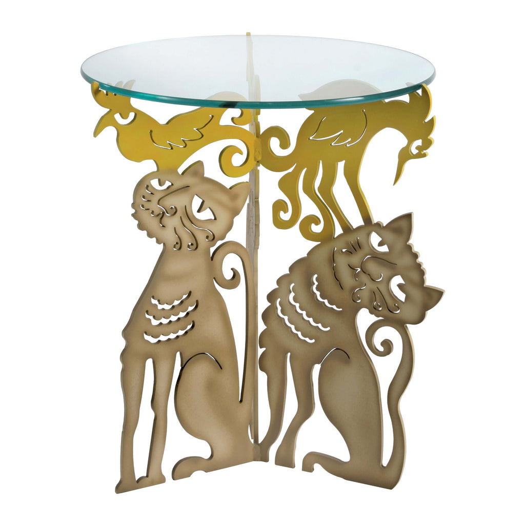 metal garden cat table with glass top