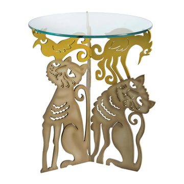 metal garden cat table with glass top