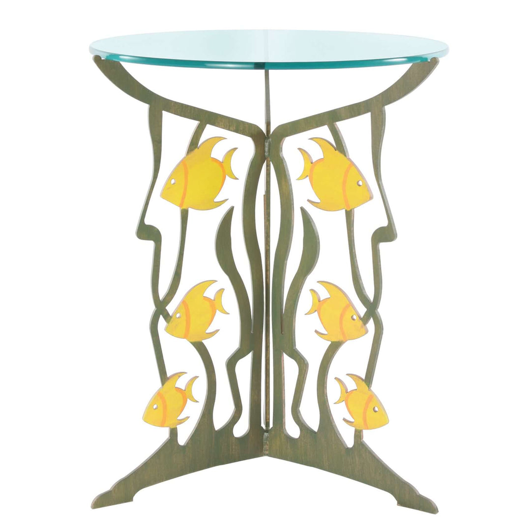 Fish Table Metal Outdoor Patio Tables Steel, Green/Yellow Cricket