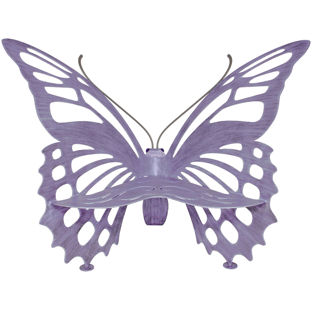 lavender metal garden butterfly bench
