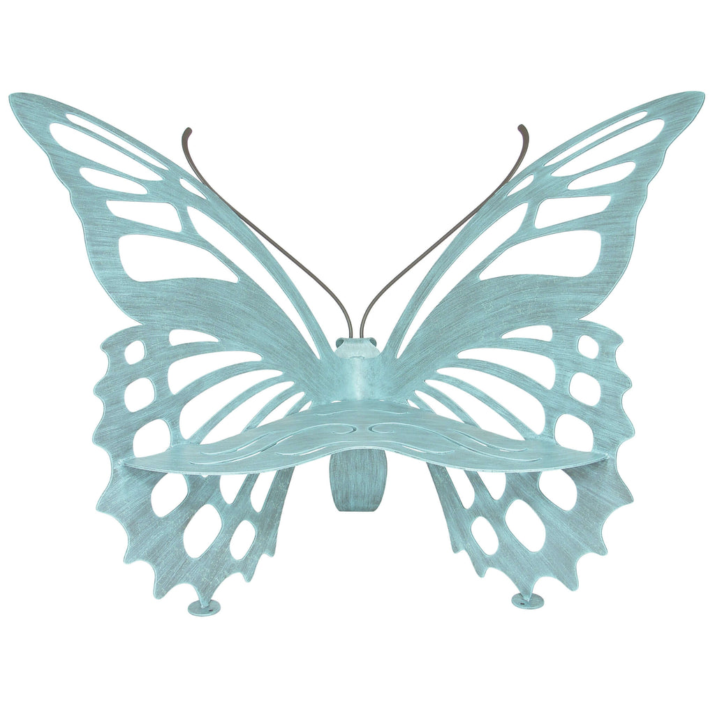 verdi green metal garden butterfly bench