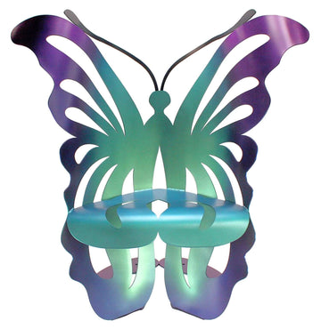 green and purple color shift metal butterfly rocking chair